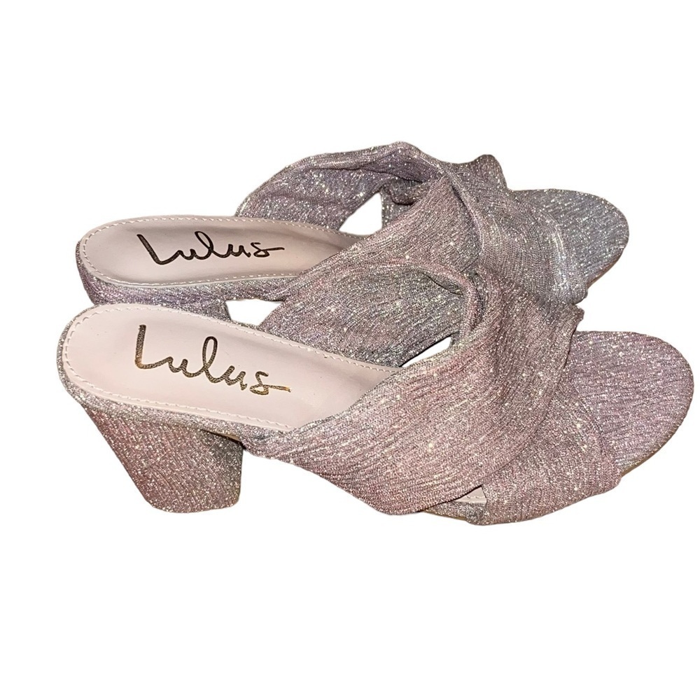 Lulu's Pink Sparkly Slip on Heels